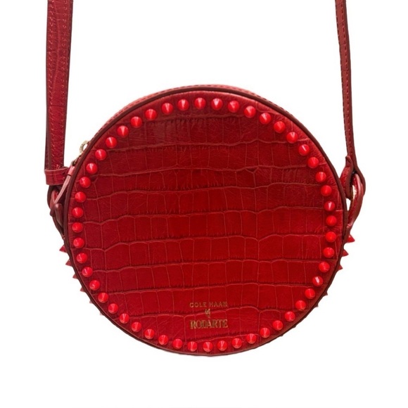 Rodarte Cole Haan Limited Edition SOLD OUT circular RED leather cross body bag💄 - Picture 2 of 10